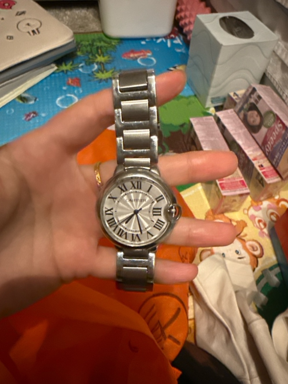 Cartier-style Silver Roman Numeral Bracelet Watch